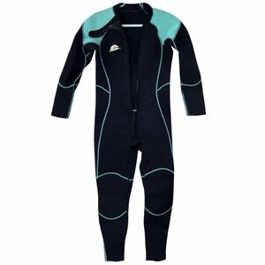 Neopskin Womens XL Full Wetsuit Black Blue Neoprene Surf Dive Suit EUC